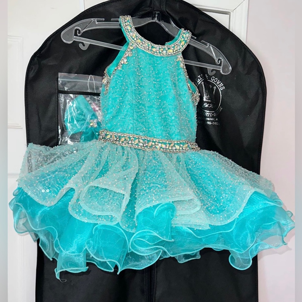 3T Aqua Ritzee Cupcake Pageant Dress